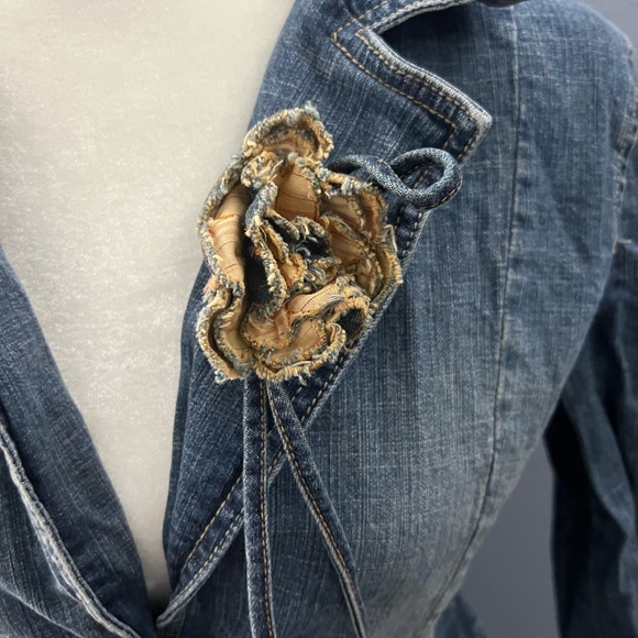 Vintage Y2K Hydraulic Rose Single Button Button Jean Jacket Sz M - Picture 5 of 6